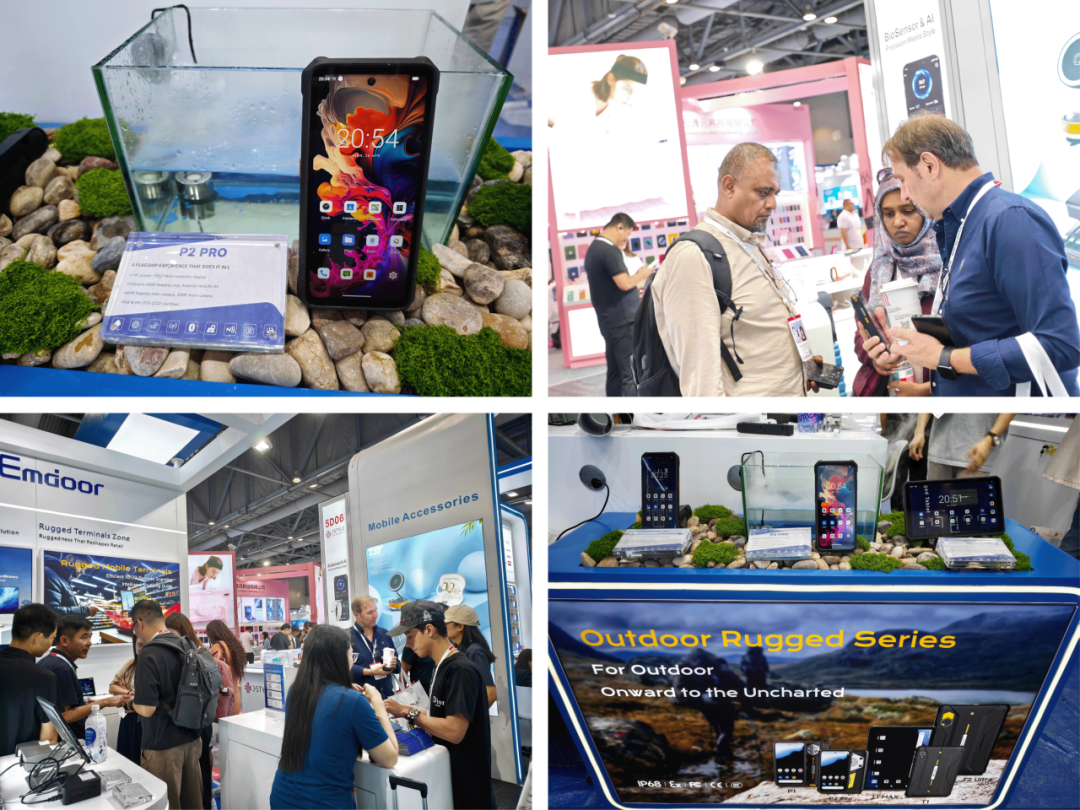 Visitors exploring Emdoor rugged devices designed for outdoor, logistics, Et construction scenarios