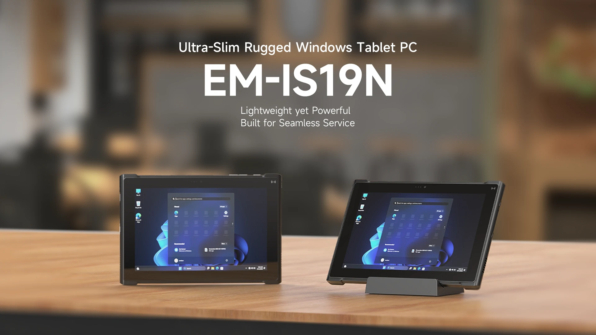 EM-IS19N ultra-slim rugged Windows tablet PC for field service, inspection, logistics and mobile industrial work