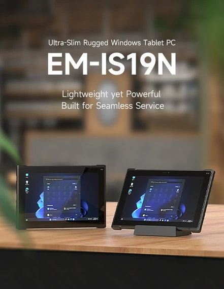 EM-IS19N rugged Windows tablet for mobile field operations, industrial service and outdoor work environments