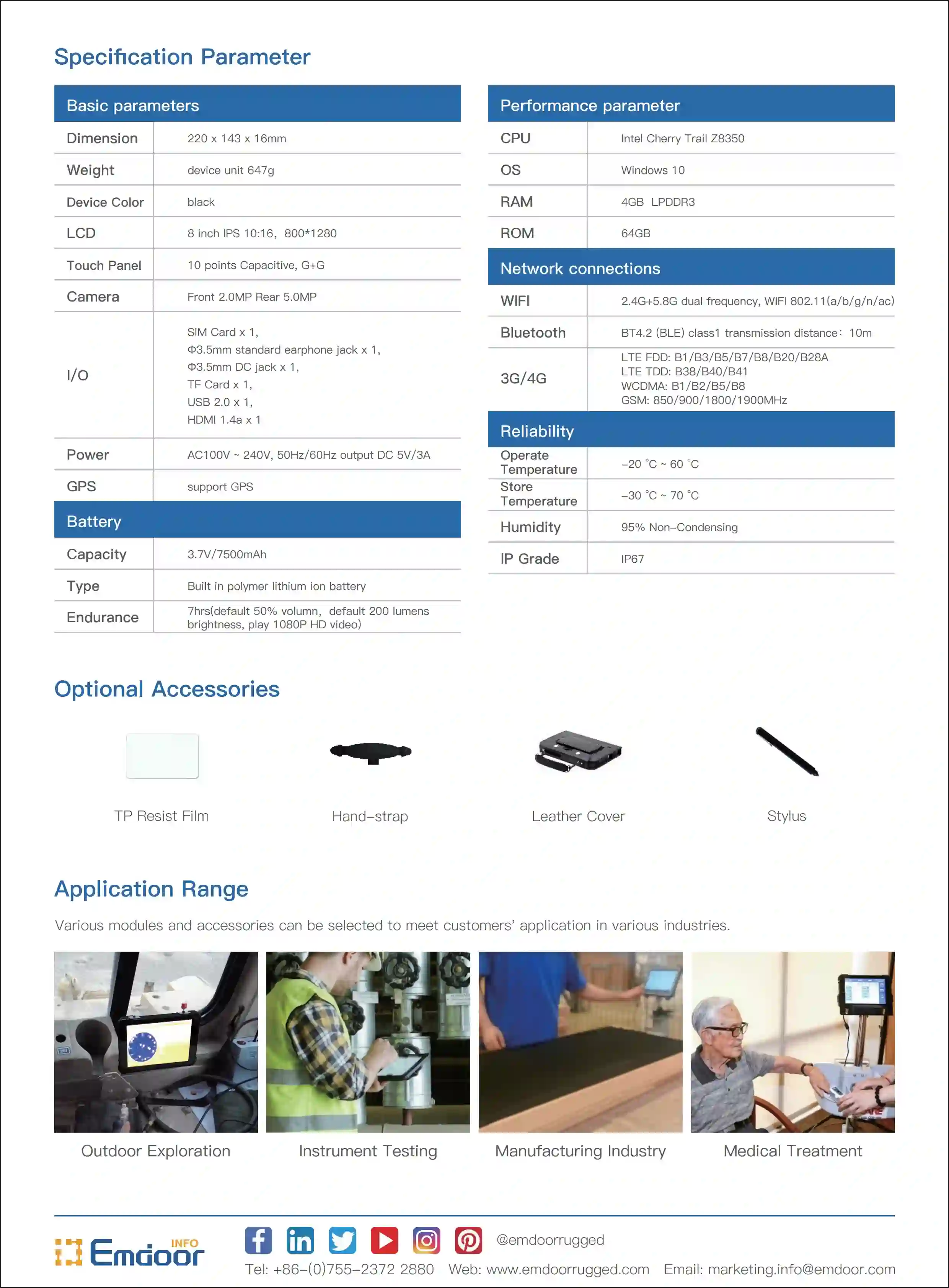 Specifcation rugged-tablet-pceApplication de la tablette industrielle Windows 10m-188h-1.webp